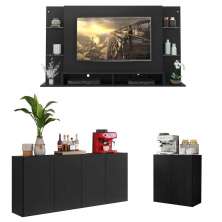 Conjunto Sala de Estar Painel TV 60" e 2 Aparadores Olívia Multimóveis Preto