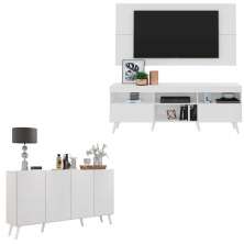 Conjunto Sala de Estar Rack/Painel TV/Aparador Multimóveis Sofia FG1005 Branco