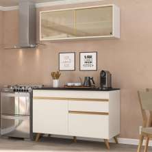 Cozinha Compacta 2 pç c/ Armário e Balcão MP3688 Veneza GW Multimóveis Branca