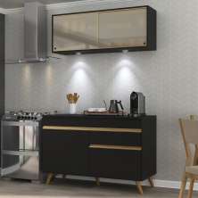 Cozinha Compacta 2 peças com Leds MP2013 Veneza Up Multimóveis Preta