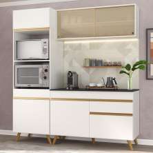 Cozinha Compacta 3 pç c/ Armário e Balcão MP3695 Veneza GW Multimóveis Branca