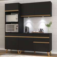 Cozinha Compacta 3 peças com Leds MP2019 Veneza Up Multimóveis Preta