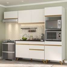 Cozinha Compacta 4 pç c/ Armário e Balcão MP3690 Veneza GW Multimóveis Branca