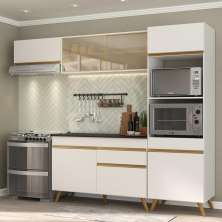 Cozinha Compacta 4 pç c/ Armário e Balcão MP3691 Veneza GW Multimóveis Branca