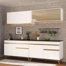 Cozinha Compacta 4 pç c/ Armário e Balcão MP3696 Veneza GW Multimóveis Branca