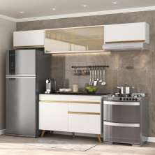 Cozinha Compacta 4 pç c/ Armário e Balcão MP3698 Veneza GW Multimóveis Branca