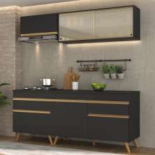 Cozinha Compacta 4 peças c/ Armário e Balcão MP3707 Veneza GB Preta