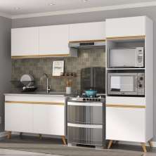Cozinha Compacta 4 peças com Armário e Balcão MP3749 Veneza GW Multimóveis Branca