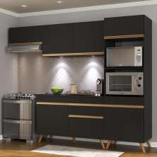 Cozinha Compacta 4 peças com Leds MP2015 Veneza Up Multimóveis Preta