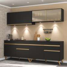 Cozinha Compacta 4 peças com Leds MP2021 Veneza Up Multimóveis Preta