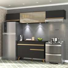 Cozinha Compacta 4 peças com Leds MP2023 Veneza Up Multimóveis Preta
