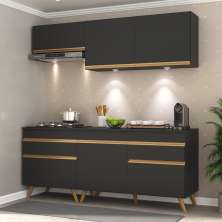 Cozinha Compacta 4 peças com Leds MP2030 Veneza Up Multimóveis Preta