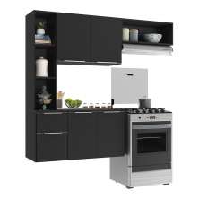 Cozinha Compacta Multimóveis Sofia FG2001 com Armário e Balcão Preta