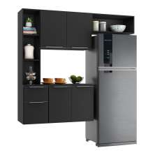 Cozinha Compacta Multimóveis Sofia FG2003 com Armário e Balcão Preta