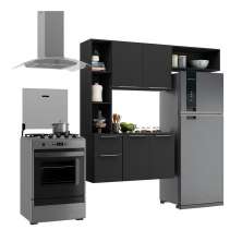 Cozinha Compacta Multimóveis Sofia FG2004 com Armário e Balcão Preta