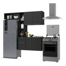 Cozinha Compacta Multimóveis Sofia FG2006 com Armário e Balcão Preta