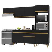 Cozinha Compacta Multimóveis Veneza GB FG3690 com Armário e Balcão Preta