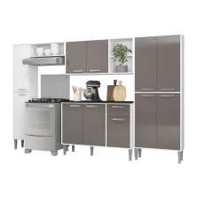Cozinha Compacta Multimóveis Xangai Classic FG3280 com Armário e Balcão Branca/Lacca Fumê