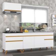 Cozinha Compacta Veneza GW Multimóveis MP2074 com Armário e Balcão Branca