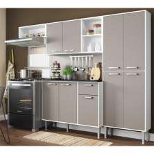 Cozinha Compacta Xangai 9 Portas Multimóveis Branco/Laca Fumê