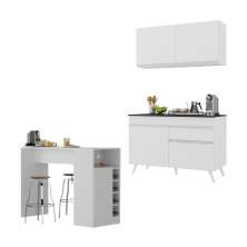 Cozinha Compacta com Bancada Americana 1 Porta Veneza Multimóveis MP2207 Branco