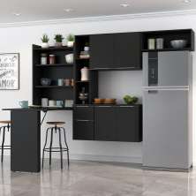 Cozinha Compacta com Mesa Dobrável MP2008 Sofia Multimóveis Preta