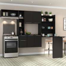 Cozinha Compacta com Mesa Dobrável MP2009 Sofia Multimóveis Preta