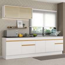 Cozinha Compacta com Rodapé Veneza Multimóveis MP2112 com Armário e Balcão Branca