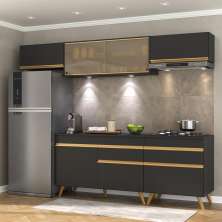 Cozinha Completa 5 peças com Leds MP2033 Veneza Up Multimóveis Preta