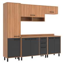 Cozinha Completa Modulada 5 Peças com Paneleiro Havana Multimóveis CR20335 Rovere/Grafite