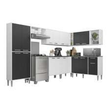 Cozinha Completa Multimóveis Xangai Soul FG3163 com Armário e Balcão Branca/Preta