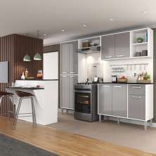 Cozinha Completa c/ Bancada Siena Multimóveis MP2040 Branca/Lacca Fumê