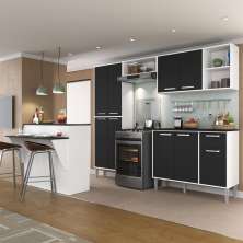 Cozinha Completa c/ Bancada Siena Multimóveis MP2040 Branca/Preta