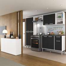 Cozinha Completa c/ Buffet/Aparador Siena Multimóveis MP2041 Branca/Preta