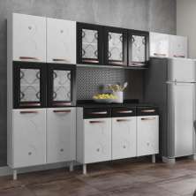 Cozinha de Aço Compacta 3 Peças Regina Multimóveis Glass CR6137 Branco/Preto