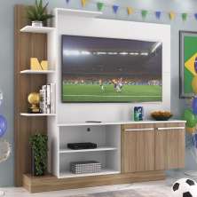 Estante com Painel TV 55" e 2 portas França Multimóveis BR2473 Argila/Branco