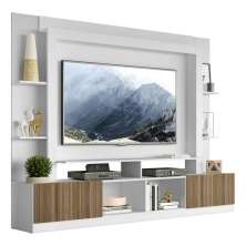 Estante com Suporte para TV até 65" Multimóveis Oslo FG3386 Branca/Madeirada