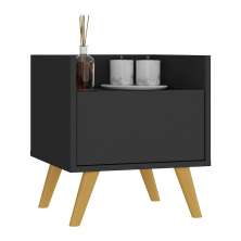 Gabinete Armário Banheiro 40cm Retrô Multimóveis V5037 Preto/Natural