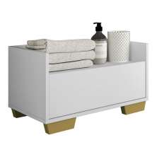 Gabinete Armário Banheiro 60cm Multimóveis V3625 Branco/Natural