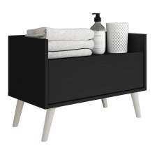 Gabinete Armário Banheiro 60cm Retrô Multimóveis V3624 Preto/Branco