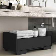 Gabinete Armário Banheiro 80 cm c/ Pés Quadrados Multimóveis Preto