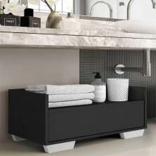 Gabinete Armário Banheiro 80 cm c/ Pés Quadrados Multimóveis Preto/Branco