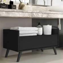 Gabinete Armário Banheiro 80 cm c/ Pés Retrô Multimóveis Preto