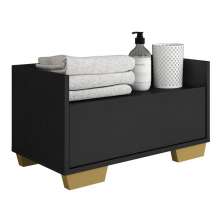 Gabinete Armário Banheiro 80cm Multimóveis V5001 Preto/Natural
