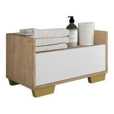 Gabinete Armário Banheiro 80cm Multimóveis V5001 Rustic/Branco/Natural