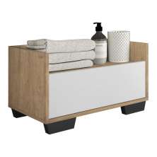 Gabinete Armário Banheiro 80cm Multimóveis V5001 Rustic/Branco/Preto
