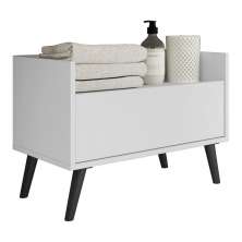 Gabinete Armário Banheiro 80cm Retrô Multimóveis V5000 Branco/Preto