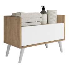 Gabinete Armário Banheiro 80cm Retrô Multimóveis V5000 Rustic/Branco