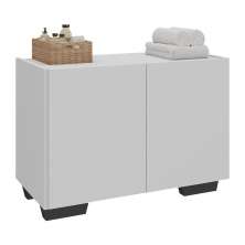 Gabinete Armário de Banheiro 62,5cm 2 Portas com Pés Multimóveis MP5046 Branco/Preto