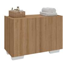 Gabinete Armário de Banheiro 62,5cm 2 Portas com Pés Multimóveis MP5046 Rustic/Branco